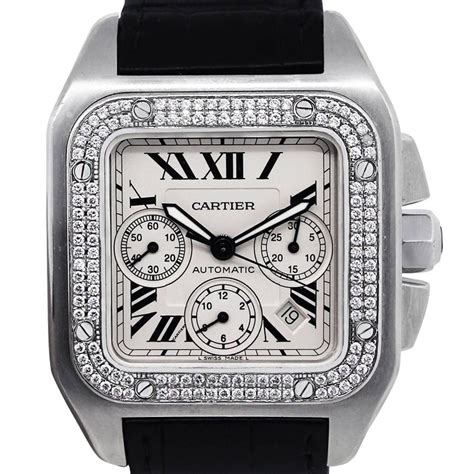 cartier santos xl diamond|cartier santos 100 diamond bezel.